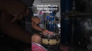 Purdie shuffle using finger and crosstick technique drumshorts [upl. by Donoho734]