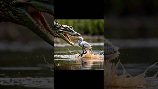 Great egrets protected little egret from the crocodile with unity trending viralvideo shorts bts [upl. by Cass]