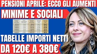 PENSIONI ESEMPI CIFRE NETTE CON AUMENTI DA APRILE MINIME E SOCIALI DA 120€ A 380€ IN PIU [upl. by Buroker]