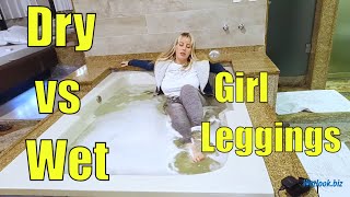 Dry vs Wet Try on Haul in Leggings  Wetlook girl jacket  Wetlook girl Leggings [upl. by Enrico324]