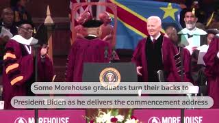 Students turn backs to Biden at Morehouse commencement  REUTERS [upl. by Naivart]