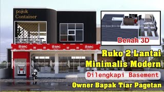 Desain Minimarket Ruko 2 Lantai modern minimalis  ada Basement  ukuran 14mx18m SRC Tiar Pagentan [upl. by Faith]