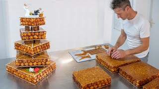 Création dune pièce montée moderne en choux et nougatine  Pâtissier professionnel [upl. by Lowrie]