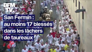 En Espagne les lâchers de taureaux lors des fêtes de la San Fermín ont déjà fait 17 blessés [upl. by Danya]