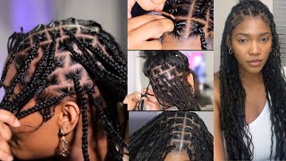 Very Detailed DIY How to do Boho Knotless Box Braids with Human Hair [upl. by Pontone]