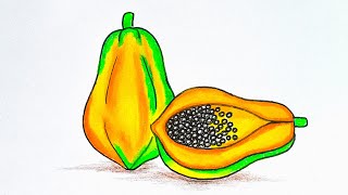 Easy papaya Drawing step by step [upl. by Andonis217]