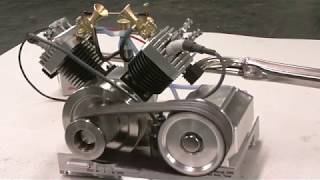 Early Run of My VTwin model Engine by Terry Mayhugh [upl. by Alana610]