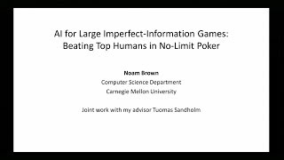 AI for ImperfectInformation Games Beating Top Humans in NoLimit Poker [upl. by Buroker]