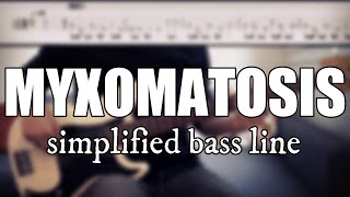 Myxomatosis  Radiohead  Simplified bass line with tabs 87 [upl. by Dory]