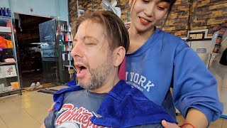 💈THE LADY BARBER HEAD MASSAGE you ALWAYS WANTED ASMR to go Sleep Keow in Phnom Penh Cambodia 🇰🇭 [upl. by Huston156]