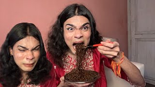 Ghost Pepper Spicy Black Noodles Challenge 🥵 [upl. by Ruthy860]