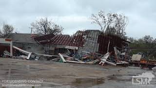 8 26 17 Cuero TX Hurricane Harvey Inland Wind Destroys Businesses [upl. by Tuesday957]