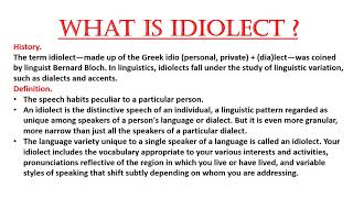 What is idiolect Origin  Definition  Example  In Urdu and Hindi  Crash Course Linguistics [upl. by Hamforrd]