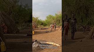 A small Mursi village in Mago Nationalpark africanlifestyle ethiopianculture ethiopia [upl. by Nagrom]