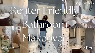 renter friendly small bathroom makeover pt 2 [upl. by Lindie]