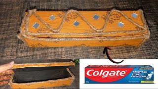 DIY elegant jewellery Box making with collgate boxviralvideo 2024 wastematerialcraft [upl. by Hterrag]