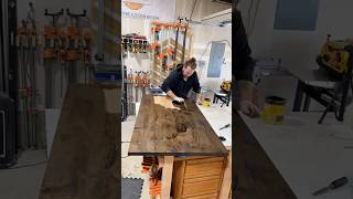 Staining a alder table with ​⁠MinwaxUSA Jacobean woodstain woodfinish diy rustic farmhouse [upl. by Attelrak796]