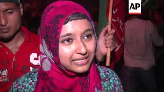 PTI protesters in Karachi as MQM supporters celebrate [upl. by Atniuqal938]