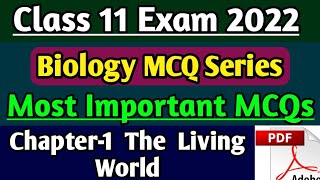 Class 11 biology Chapter 1The Living World MCQ Board exam 2022 Biology [upl. by Mavilia479]