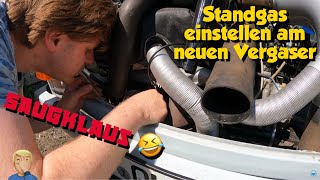 Trabant 601 Standgas einstellen vom Neuen Vergaser 28HB41 Läuft die Schüssel kleines Fahrvideo [upl. by Nobie]