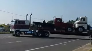 Hot rod semis 16v71 Detroit diesel Pete Cabover amp 12v71 Kenworth Small window extended cowl loud [upl. by Elora]