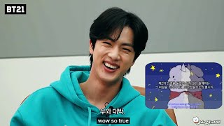 ❤JIN❤ Reaction  BT21 UNIVERSE ANIMATION [upl. by Dixil762]