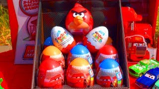 12 Surprise Eggs Unboxing Cars 2 Eggs Kinder Surprise Angry Birds Easter Eggs Disney Pixar Toys [upl. by Huba]