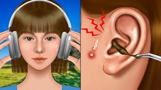 ASMR Satisfying Massive Earwax Removal Animation‼️Ear cleaning Blackhead Care Makeover [upl. by Lebazi]