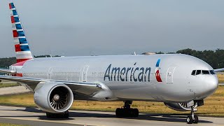 Impossible Landing American Airlines Boeing 777 at Montijo Airport [upl. by Yllus]