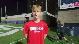 Duquesne M Soccer Jesper Moksnes 102224 [upl. by Anyk]