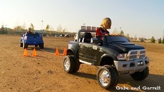 Power Wheels Tug Of War 1  Ford F150 vs Dodge Ram [upl. by Bahr]