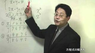 中学数学を３週間でマスターする！ 中２数学 連立方程式① 式が２つ、解も２つの方程式 [upl. by Chae]