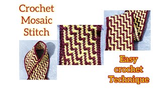 Mosaic Crochet for beginners Zigzag stitch scarf [upl. by Anrat287]