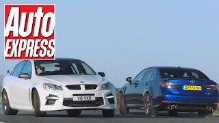 Lexus GS F vs Vauxhall VXR8 mighty V8 saloon track battle [upl. by Ruffina91]