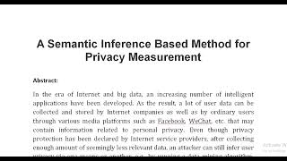 A Semantic Inference Based Method for Privacy Measurement [upl. by Iralav]