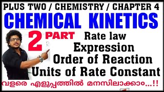 Rate law  Order of Reaction  Unit of Rate constant  Chemical Kinetics Class 12 in malayalam [upl. by Nylssej]