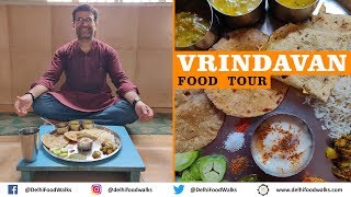 Vrindavan Food Tour  SATVIK Thali  Khurchan MALAI  BARAF Rabdi  Kesariya Lassi [upl. by Llertac]