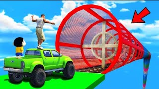 SHINCHAN AND FRANKLIN TRIED THE ANGRY SUPERHEROS TRIANGULAR TUNNEL PARKOUR CHALLENGE GTA 5 GAMING [upl. by Tarsus330]