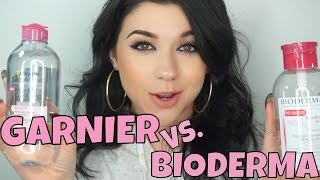 Garnier Micellar Cleansing Water vs Bioderma  Comparison Review [upl. by Naginarb]