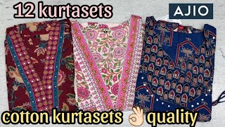 Ajio haulAjio kurtaset haul12 cotton kurtasets from 590₹ 👌🏻qualitydon’t miss ajio trends [upl. by Lhary403]