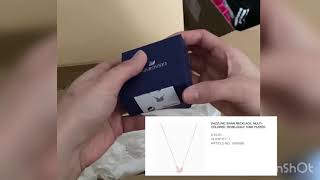 Beautiful SWAROVSKI Swan Necklace and Earrings RoseGold Tone UNBOXING [upl. by Suirada]