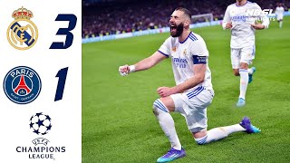 Real Madrid 31 PSG HD  Benzema Hattrick  Champions League 2022  All Goals Resumen y Goles [upl. by Alessig]