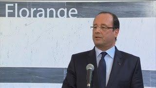 Florange Hollande annonce une quotplateforme publique de recherchequot sidérurgique  2609 [upl. by Cally]