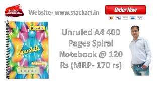 Statkart A4 Unruled Spiral 400 Pages Notebook at Just 120 Rs [upl. by Rebe]