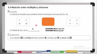 34 RELACION ENTRE MULTIPLOS Y DIVISORES CUADERNO DE EJERCICIOS RECUERDA [upl. by Olivette453]