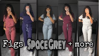 FIGS Limited Edition Scrub Try on Haul  REVIEW  SPACE GREY MAUVE DUSTY BLUE CEMENT PURPLE [upl. by Icats845]