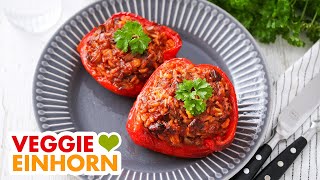 Vegane GEFÜLLTE PAPRIKA  Einfaches gesundes Rezept  Lecker vegan kochen [upl. by Ajram]