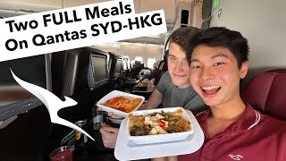 QANTAS Serve So MUCH FOOD A380 Economy Class to Hong Kong [upl. by Merton]