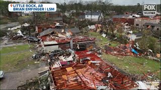 See Shocking Drone Footage Of Catastrophic Damage Across Arkansas From Tornadoes [upl. by Ahsener]