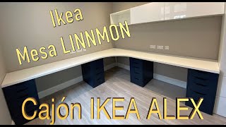 Conjunto de cajones Ikea ALEX con tablero LINNMON Configuración del escritorio Ikea AlexLINNMON [upl. by Ryhpez835]